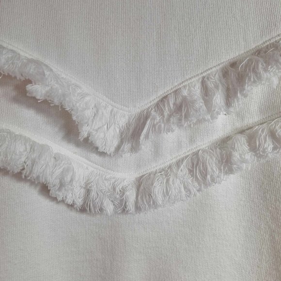 Rails White Kinsey Ruffled Sweater With Fringe Detail Size Small - Picture 3 of 7